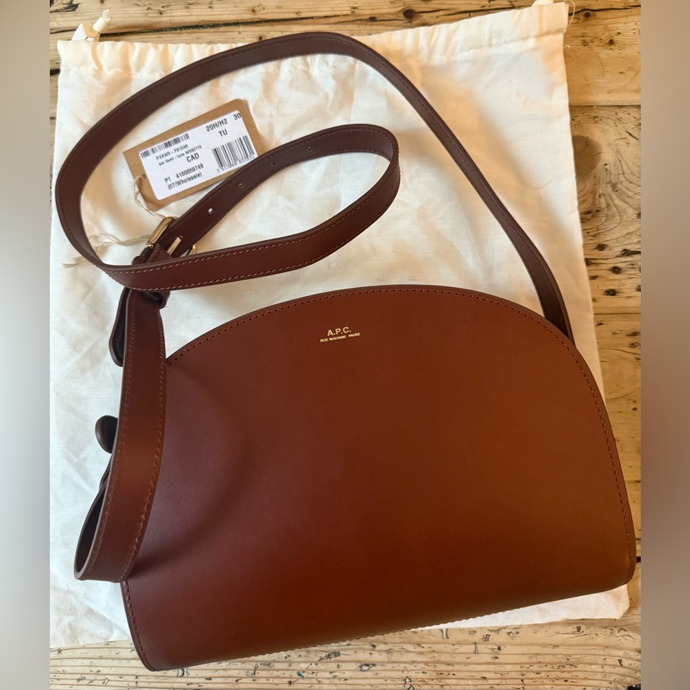 A.P.C. Demi Lune Rich Brown Crossbody Bag